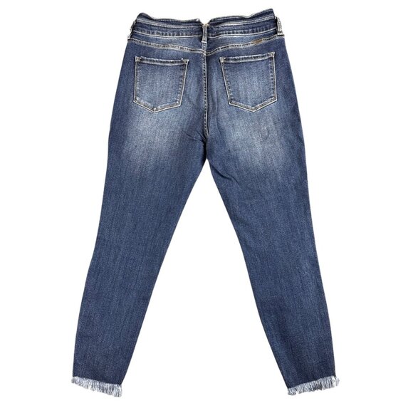 KanCan Womens Button-Fly Jeans High-Rise Distressed Hem Size 15/31 Blue - Picture 2 of 13